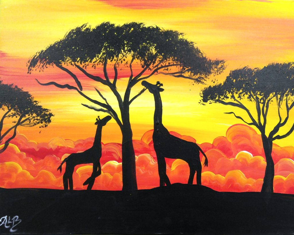 Giraffe Sunset – Paint and Unwined