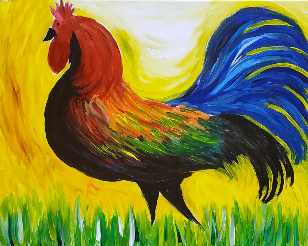 Rooster Strut – Paint and Unwined